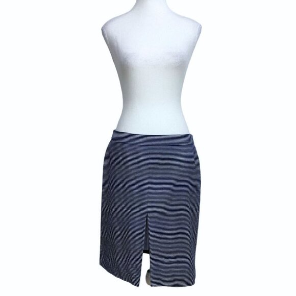 KATE SPADE SATURDAY WHITE NAVY STRIPED NAUTICAL FRONT SLIT MINI SKIRT - 8 - Picture 1 of 10